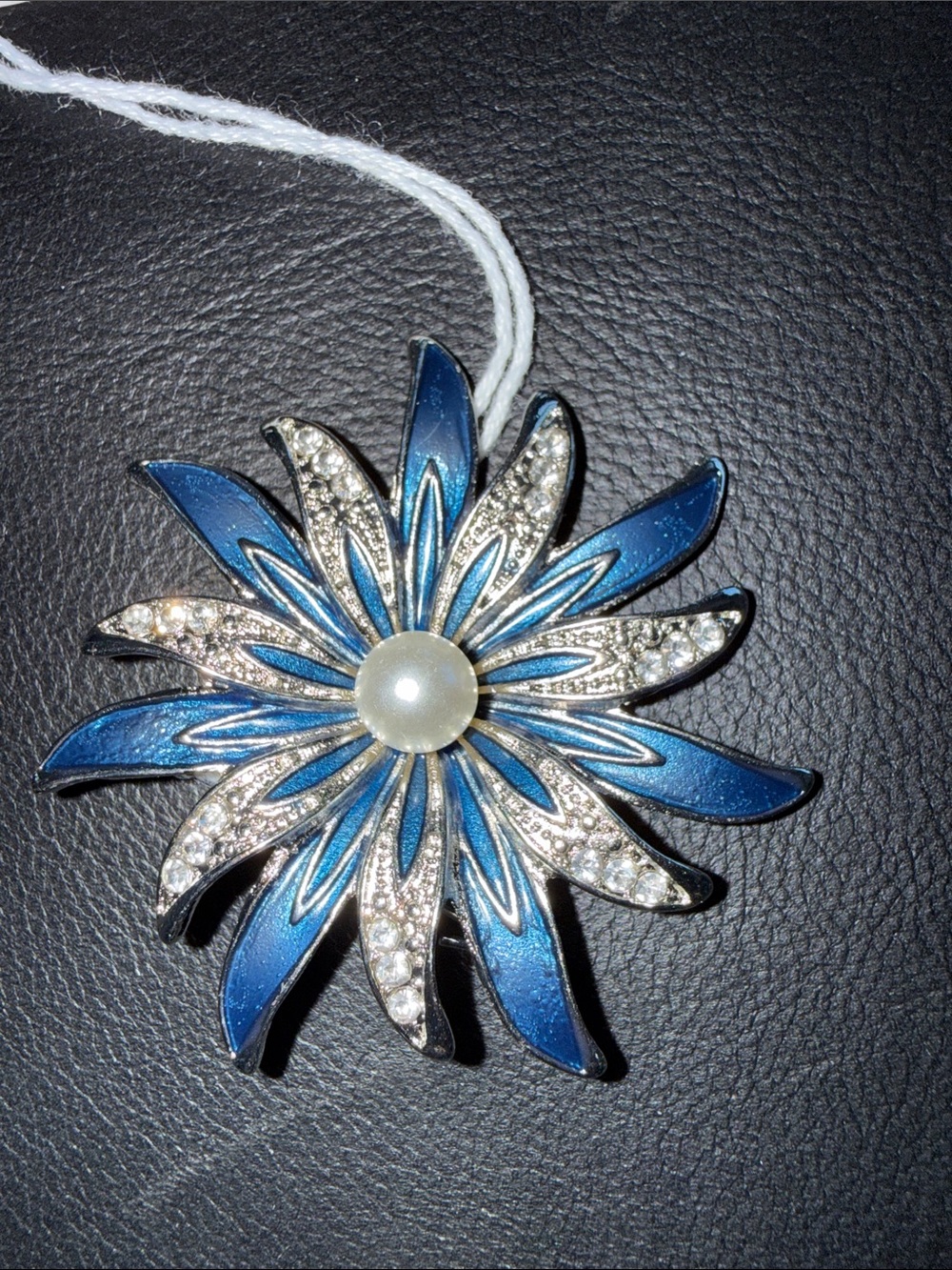 Blue Floral Pearl & Crystal Brooch - Women Jewelry